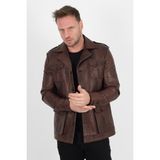 Alin Harrison Hakiki Deri Wax Kahve Safari Ceket Erkek - XL - 02S-Kahverengi