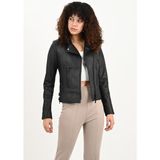 Alin Liberty Hakiki Deri Siyah Biker Ceket Kadın - 44 - 001 Siyah