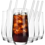 ALINK Günlük İçme Bardakları, 6 Adet 18 oz Uzun Highball Cam Bardak Kokteyl, Buzlu Kahve, Bira, Buzlu Çay, Şarap, Viski, Su için İçecek Mutfak Bardakları (18 oz)
