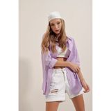 Alinn Butikk 3900 Oversize Uzun Basic Gömlek - Lila - 36