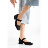 Alinn Butikk ST-006 Siyah Süet Günlük 4 cm Topuklu Bayan Ayakkabı