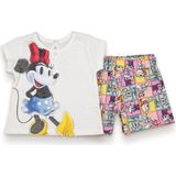 Alinna Minie Mouse Kız Bebek T-Şhirt. Şort Takım . Renkli Lacost Kumaş Şortlu Takım. - Beyaz - 6 - 9 Ay