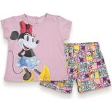 Alinna Minie Mouse Kız Bebek T-Şhirt. Şort Takım . Renkli Lacost Kumaş Şortlu Takım. - Mürdüm - Mor - Pembe - 9 - 12 Ay