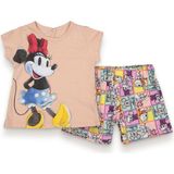 Alinna Minie Mouse Kız Bebek T-Şhirt. Şort Takım . Renkli Lacost Kumaş Şortlu Takım. - Somon - 9 - 12 Ay
