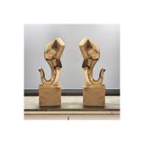 AlinSanatHeykel Dekoratif Gold Kübik Fil Biblo, Modern Ev Dekoru, 22 x 16 cm