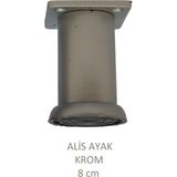 Alis Ayak, Baza Koltuk Dolap Ayağı, Plastik, Krom, 8 Cm, Vidalarıyla
