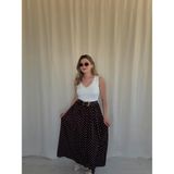 alis boutique puantiyeli krinkle midi etek - 0-Kahverengi - M - L