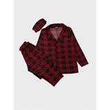 Aliş Kids Baba-Çocuk Milan Kumaş Kırmızı Ekose Desenli Gömlek Yaka Düğmeli Uyku Bantlı Pijama Takımı - 8 Yaş