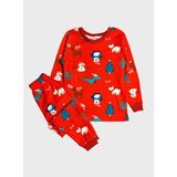 Aliş Kids Erkek Çocuk %100 Pamuklu Kırmızı Geyik Kardan Adam Çam Yeni Yıl Temalı Uzun Kollu Pijama Takımı - 2 - 3 Yaş