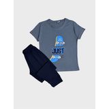 Aliş Kids Erkek Çocuk Pamuklu Füme Lacivert Kaykay Desenli Kısa Kollu Yazlık Pijama Takımı - 8 Yaş