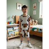 Aliş Kids Erkek Çocuk Pamuklu Gri Sevimli Köpek Desenli Kısa Kollu Şortlu Yazlık Pijama Takımı - 8 - 9 Yaş