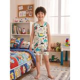 Aliş Kids Erkek Çocuk Pamuklu Kumaş Bej Renk Dinozrlar Desenli Atlet Boxer Takımı - 4 - 5 Yaş