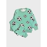Aliş Kids Erkek Çocuk Pamuklu Şardonlu Yeşil Futbol Topu Desenli Uzun Kollu Kışlık Pijama Takımı - 1 - 2 Yaş