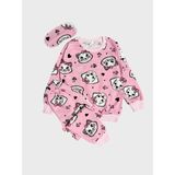 Aliş Kids Kız Çocuk Pamuklu Pembe Kedi Desenli Uzun Kollu Göz Bantlı Mevsimlik Pijama Takımı - 2 - 3 Yaş