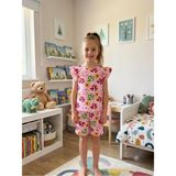 Aliş Kids Kız Çocuk Pamuklu Pembe Mantar Desenli Kısa Kollu Kolları Fırfırlı Şortlu Yazlık Pijama Takımı - 4 - 5 Yaş