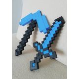 Alisa 3D Minecraft Çocuk Oyuncak 2'li Set 25 Cm/ Elmas Kazma-Kılıç Seti - Siyah - Mavi