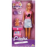 Alisha Veteriner Seti - Mavi Etekli - Pembe