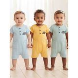 Alişş Bebe Unisex Bebek %100 Pamuklu Yazlık Kısa Kollu Şortlu Tulum