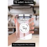 alışveriş kurdu 70 Adet Beyaz Baskılı Baharat Bakliyat Kuruyemiş Kavanoz Etiketi Sticker