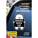Alışveriş Kurdu Arabada Bebek Var Ayıcık Figürlü Araba-Motosiklet Cam Etiket Sticker - Unisex