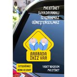 Alışveriş Kurdu Arabada Ikiz Bebek Var Araba-Motosiklet Cam Etiket Sticker - Erkek - Sarı