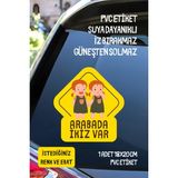 Alışveriş Kurdu Arabada Ikiz Bebek Var Araba-Motosiklet Cam Etiket Sticker - Kız - Sarı