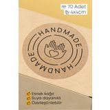 alışveriş kurdu Hand Made Yazılı Sticker Paketleme Kargo Ambalaj Etiketi - 4x4cm 70 Adet Yuvarlak