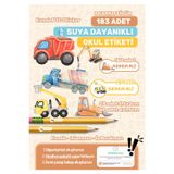 Alışveriş Kurdu Okul Etiketi Kalem Defter Etiketi Özel İsim Yazılabilen Etiket Oyuncak İş Makinesi Temalı 183 Adet