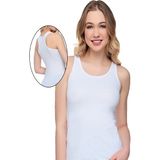 Alışveriş Meydanı Kadın Beyaz Kalın Askılı Sporcu Likralı Atlet - 2XL