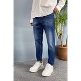 Alışveriş Sokağı Mavi Denim - Kot Pantolon Yırtık Detaylı - Koyu Mavi - 32 - Dropsuz