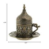 Alisveristime (1 Adet Türk Yunan Arap Kahvesi Espresso Fincan Tabağı (Lale) (Antik Yeşil)