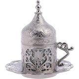 Alisveristime (1 Adet Türk Yunan Arap Kahvesi Espresso Fincan Tabağı (Lale) (Gümüş)