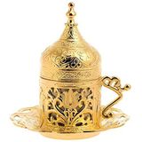 Alisveristime (1 Adet Türk Yunan Arap Kahvesi Espresso Fincanı Tabağı (Lale) (Altın)