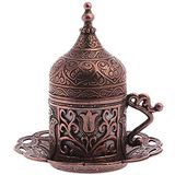 Alisveristime (1 Adet Türk Yunan Arap Kahvesi Espresso Fincanı Tabağı (Lale) (Antik Bakır)