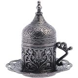 Alisveristime (1 Adet Türk Yunan Arap Kahvesi Espresso Fincanı Tabağı (Lale) (Siyah)