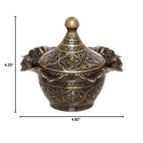 Alisveristime Büyük Kapaklı Zamak Şekerlik ve Lokumluk, Osmanlı Motifli Dekoratif Sunum Kabı, Gül Detaylı Kahve Yanı Şeker ve Lokumluk (Antik Yeşil)