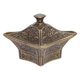 Alisveristime Büyük Kare Kapaklı Zamak Şekerlik ve Lokumluk, Osmanlı Motifli Dekoratif Sunum Kabı, Kahve Yanı Şeker, Lokum ve Çikolata İçin (Antik Yeşil)