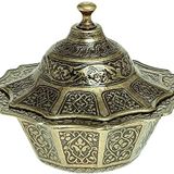 Alisveristime Kapaklı Zamak Şekerlik ve Lokumluk, Osmanlı Motifli Dekoratif Sunum Kabı, Kahve Yanı Şeker, Çikolata ve Şekerleme İçin (Yeşil)