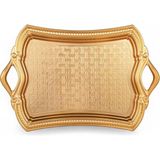Alisveristime Osmanlı Motifli Dikdörtgen Metal Servis Tepsisi – Kulplu 2 Kişilik Sunum Tepsisi, 37 x 23 cm, 373 g, Gold ve Gümüş Renk Seçeneği (Altın Sarısı)