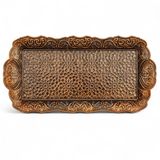 Alisveristime Osmanlı Motifli Küçük Metal Servis Tepsisi – Dekoratif Sunum Tepsisi, 36 x 18 cm, 306 g (Antik Yeşil)