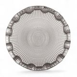 Alisveristime Osmanlı Motifli Yuvarlak Metal Servis Tepsisi – 2 Kişilik Sunum Tepsisi, 25 cm, 260 g, Gold ve Gümüş Renk Seçeneği (Gümüş Grisi)