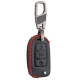 Alisveristime (Vw Polo, Golf, Passat, Bora Uyumlu) 3 Buton Deri Anahtar Kılıfı