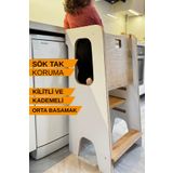 ALİSYUM Montessori Öğrenme Kulesi,Çıkarılabilir Güvenlikli ve Ayarlanabilir Yükseklikli Çocuk Öğrenme Kulesi