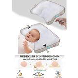 Alita Textile Bebek Yastığı, Ayarlanabilir Bebek Düz Kafa Yastığı, Çift Taraflı, Ortopedik, Pamuk ve File Kumaş