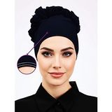 Aliva Scarf Kaymayan Fırfırlı Siyah Silikonlu Dikişsiz Kaymaz Bone Kadın Tesettür Bağlamalı Iç Bone - Standart