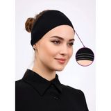Alivascarf 2 Adet Bandana Şeklinde Bone Siyah Ekru - Kadın Tesettür Dikişsiz Geçme Iç Bone - Spor Saç Bandı - Siyah - Beyaz