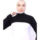 Alivascarf Balıkçı Yaka Boyunluklu Kolluk Siyah - Likralı Dik Yakalı Kadın Body Tesettür Crop Bolero - Standart