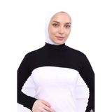 Alivascarf Balıkçı Yaka Boyunluklu Kolluk Siyah - Likralı Dik Yakalı Kadın Body Tesettür Crop Bolero