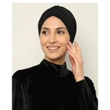 Alivascarf Çapraz Üç Bantlı Deniz Bonesi Hazır Türban Tesettür Bone Siyah
