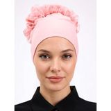 Alivascarf Fırfırlı Dikişsiz Penye Bone Pembe - Kadın Tesettür Bağlamalı Topuz Iç Bone - Standart